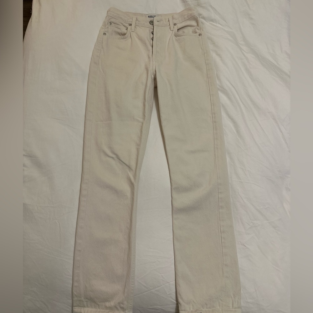 AGOLDE high rise Remy Jean  - Cream/white straight leg jeans, size 24x29
